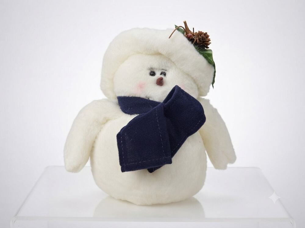 Vintage Plush Snowman Holiday Decoration, Soft Winter Scarf and Hat Home Decor